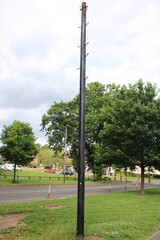 Newly installed telegraph pole with no connecting wires UK