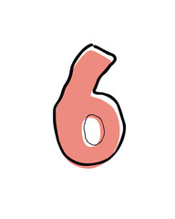 Numericals line art flashcards for kids of kindergarten. Nursery learning made easy. 6