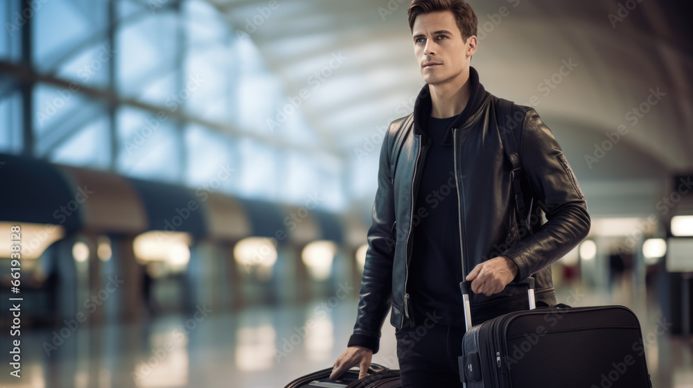 Poster Portrait of a man in the airport