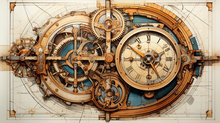 Steampunk Gears and Gadgets: An intricate pencil drawing of steampunk gears and gadgets, emphasizing the mechanical details.