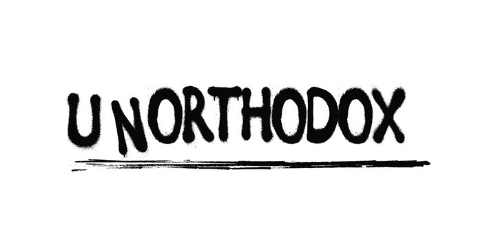 Isolated vector art of the word unorthodox. transparent Print design for t shirts and merchandise.