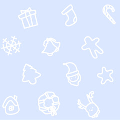 Simple Christmas icon seamless white pattern with blue background design , Christmas baby icon seamless pattern for background or for single use