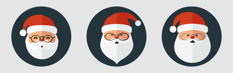 Set of two-tone Santa Claus illustrations