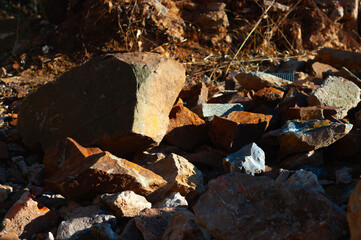 Earthy tones rocks and debris in natural light