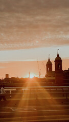 London Bridge view, Blackfriars station, sunset 