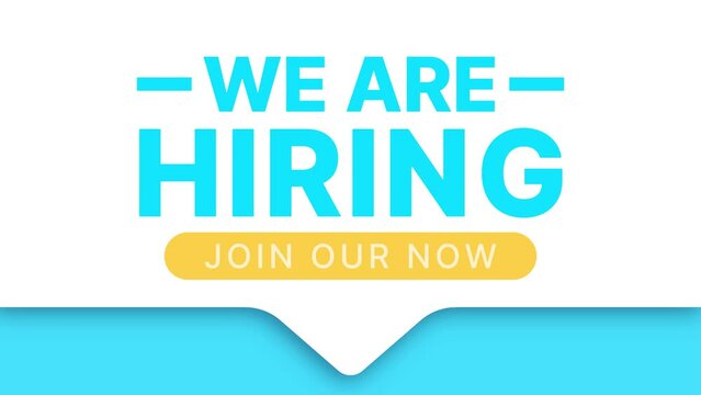 We Are Hiring join our now animation text video high-quality 4K footage
