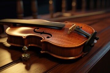 Violin on Wooden Table