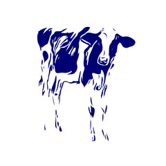 line sketch of a cow for elements of making logos and symbols as well as elements of advertisements and brochures