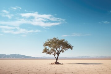 Lone Tree in Desert Landscape