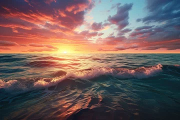 Fototapeten Beautiful Sunset Over the Ocean with Waves © Ева Поликарпова