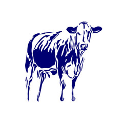 line sketch of a cow for elements of making logos and symbols as well as elements of advertisements and brochures