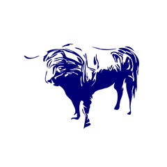 line sketch of a bull for elements of making logos and symbols as well as elements of advertisements and brochures