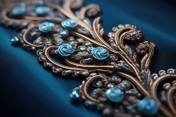 Obraz premium Close-up of Jewelry on Blue Surface