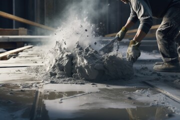 Man Pouring Cement into Pile