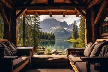 Cabin with Lake and Mountain View