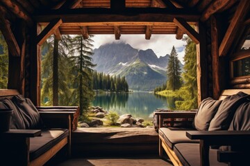 Cabin with Lake and Mountain View