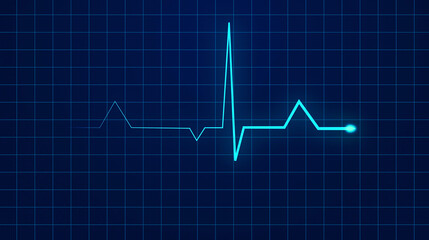 Naklejka premium Blue glowing neon heart pulse. Heart beat. Healthcare vector medical background with heart cardiogram.