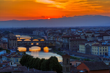 Panorama of bridge Ponte Vecchio, Florence.