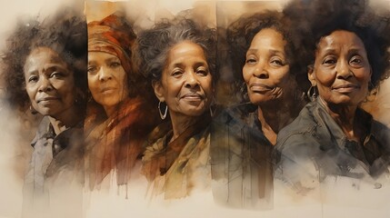 Portrait of a group of African American women looking at the camera