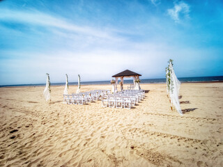 Tropical settings for a wedding ceremony on the caribbean beach