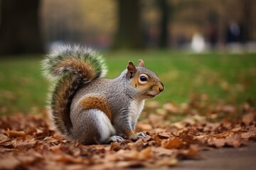 Naklejka na ściany i meble squirrel in Hyde Park. Generative AI
