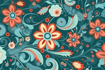 Fototapeta na wymiar Floral pattern on a background. Generative AI