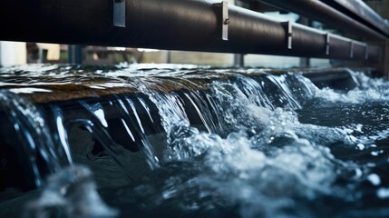 Close-up shot of a water treatment process. Brightly illuminated studio setting showcases the importance of clean water