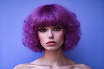 Portrait of a young multiracial woman with a wig