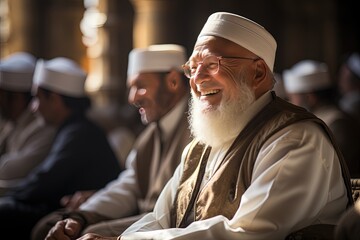 A peaceful moment captured inside a holy mosque as imams offer their prayers