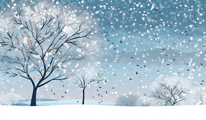 Fototapeta premium Winter landscape background, generative ai.