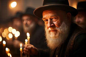 A solemn moment of prayer as dedicated rabbis gather in a holy synagogue