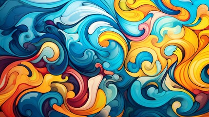 Craft a psychedelic abstract background that bends reality with surreal colors and shapes. - obrazy, fototapety, plakaty