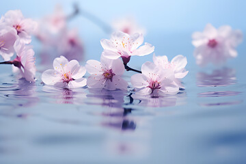 Fototapeta premium some pink flowers floating on the surface of water ai generative