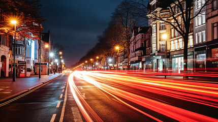 Fototapeta na wymiar luzes de longa exposição na avenida da cidade movimentada 