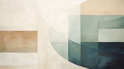 Craft an elegant minimalist abstract composition with muted colors and subtle lines. - obrazy, fototapety, plakaty