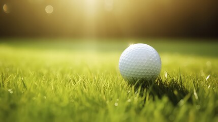 golf ball on a wide, green field, under the hot sun. Generative AI