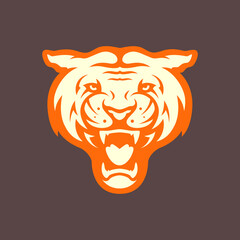 white tiger portrait roar beast wildlife carnivore modern mascot character cartoon sticker logo design vector icon illustration