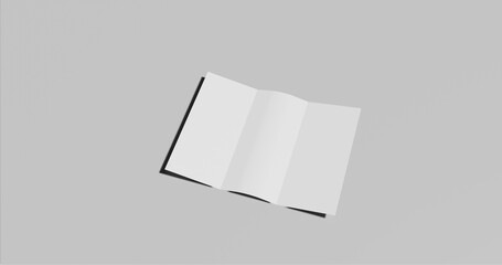 blank brochure trifold mockup on gray background. 3d rendering
