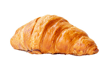 Side view of single croissant isolated on white background with clipping path in png file format