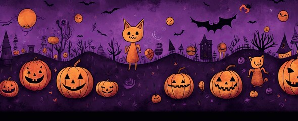 halloween print halloween background purple Generative AI