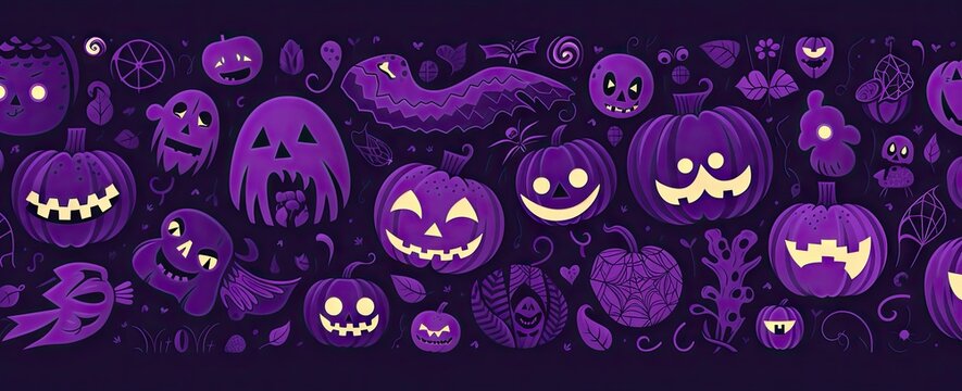 purple & halloween patterns and decor Generative AI