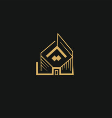 vector line logo house, Emblem, Design Concept. Building architecture real estate logo linear style. Flat icon.