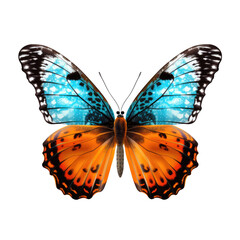 Blue orange butterfly on transparent background