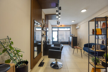 Fototapeta na wymiar Interior of a haircut salon
