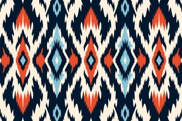 Modern era Italian ikat seamless pattern, Precise abstract repetitive tribal design. For texture textile wallpaper background backdrop.