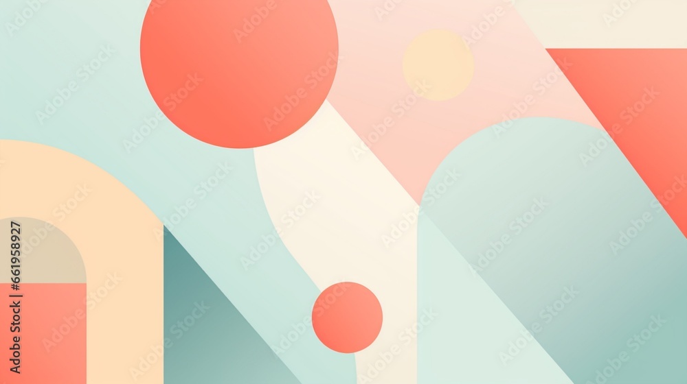 Sticker design a minimalist abstract background using geometric shapes and soothing pastel hues.