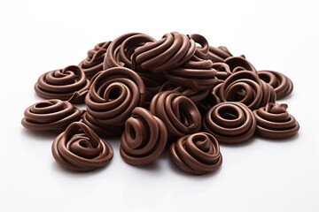 Chocolate curls on a white background