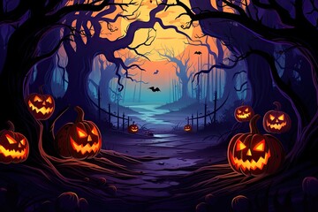 Fototapeta premium halloween in the forest halloween background Generative AI