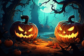 halloween pumpkin carving pumpkins lighting pumpkin lights halloween background Generative AI