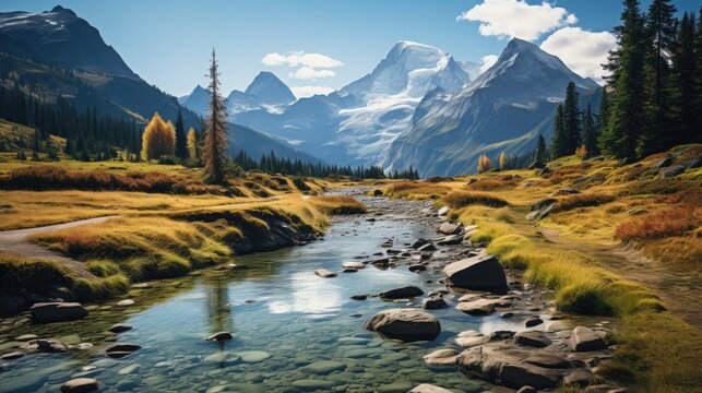 autumn season mountain river in the mountains
